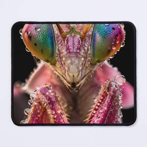 Item preview, Pink praying mantis macro with water droplets designed and sold by Fotografin1981.