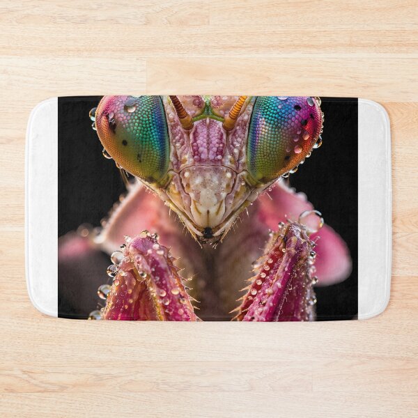 Item preview, Pink praying mantis macro with water droplets designed and sold by Fotografin1981.