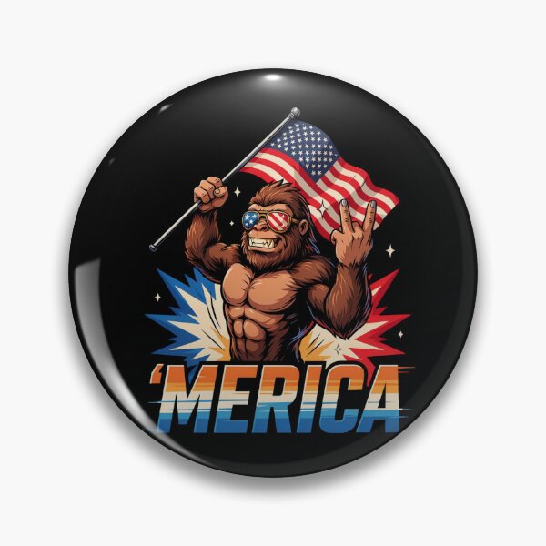 Item preview, 'Merica Bigfoot Muscular Rock On Design v3 designed and sold by DarylWelsh2024.