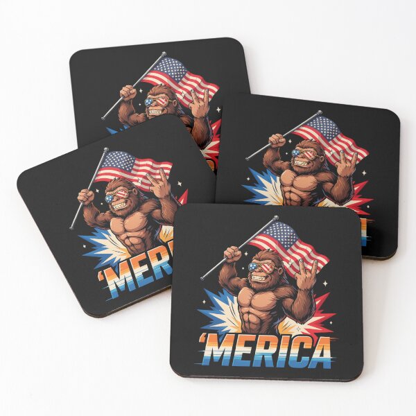 Item preview, 'Merica Bigfoot Muscular Rock On Design v3 designed and sold by DarylWelsh2024.