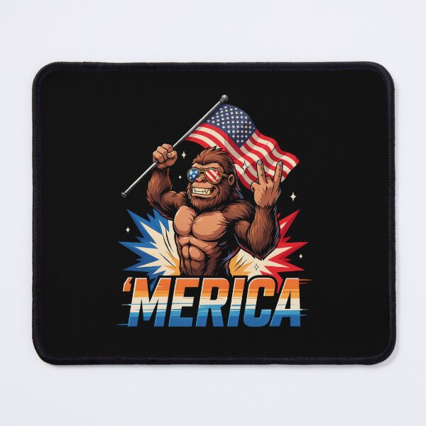 Item preview, 'Merica Bigfoot Muscular Rock On Design v3 designed and sold by DarylWelsh2024.