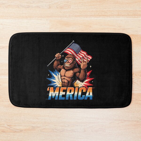Item preview, 'Merica Bigfoot Muscular Rock On Design v3 designed and sold by DarylWelsh2024.