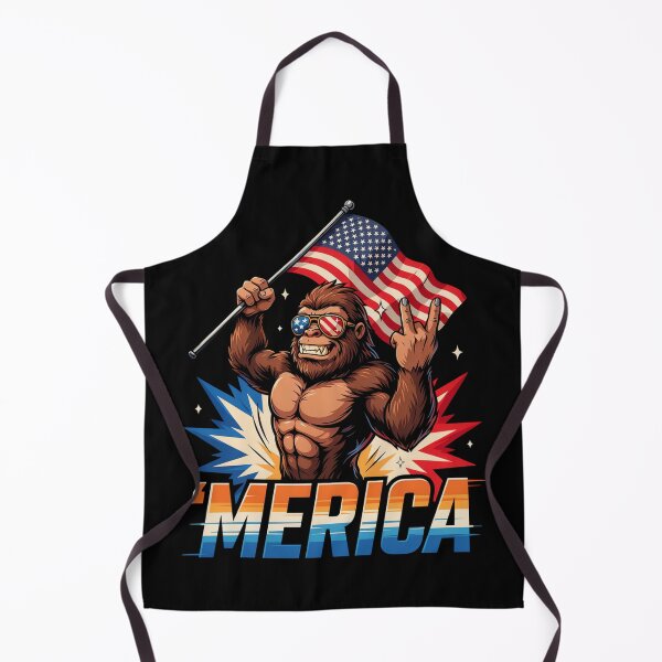 Item preview, 'Merica Bigfoot Muscular Rock On Design v3 designed and sold by DarylWelsh2024.