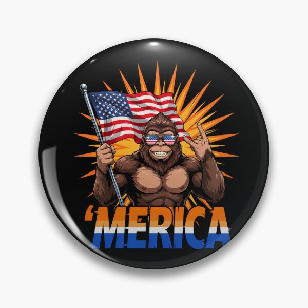 Item preview, 'Merica Bigfoot Muscular Rock On Design v4 designed and sold by DarylWelsh2024.