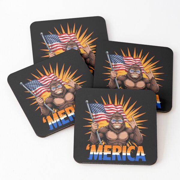 Item preview, 'Merica Bigfoot Muscular Rock On Design v4 designed and sold by DarylWelsh2024.