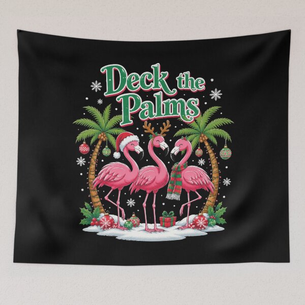 Item preview, Deck The Palms Tropical Christmas in July Santa Flamingo designed and sold by OlakunleOloroz.