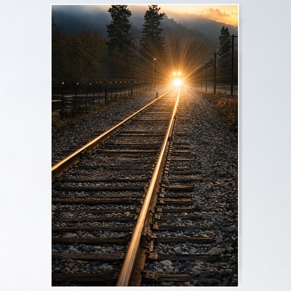 Item preview, Into the Light – Cinematic Railroad at Dawn designed and sold by Kimberly Palmer.