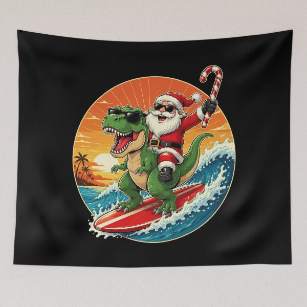 Item preview, Dinosaur Surfs with Santa Kids Christmas in July Holiday designed and sold by OlakunleOloroz.