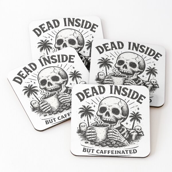 Item preview, Dead Inside, But Caffeinated | Funny Skeleton Coffee Lover Design designed and sold by Moonroot Studio.