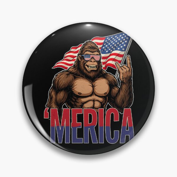 Item preview, 'Merica Bigfoot Muscular Rock On Design v5 designed and sold by DarylWelsh2024.