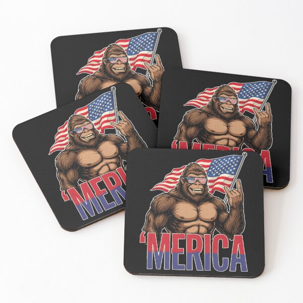 Item preview, 'Merica Bigfoot Muscular Rock On Design v5 designed and sold by DarylWelsh2024.