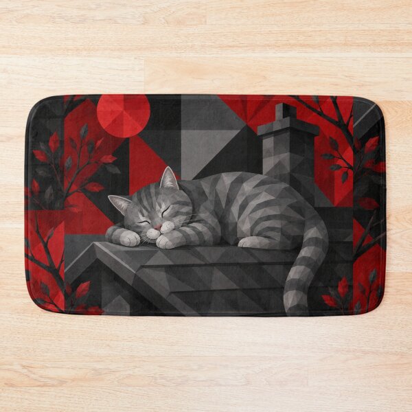 Item preview, Alley Gray Cat Sleeping on a Rooftop designed and sold by Mindworx21.