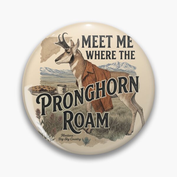 Item preview, Vintage Montana Pronghorn Enjoying A Rustic Prairie Picnic designed and sold by CoffeeinBloom.