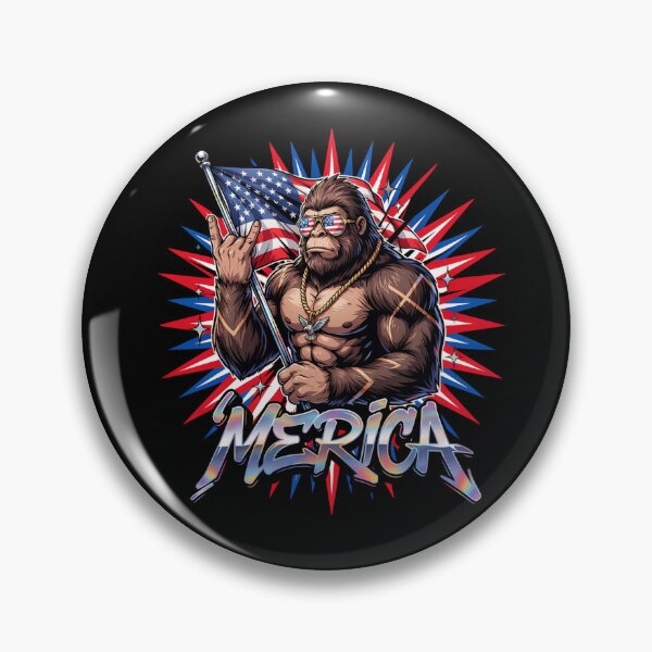 Item preview, 'Merica Bigfoot Muscular Rock On Design v6 designed and sold by DarylWelsh2024.