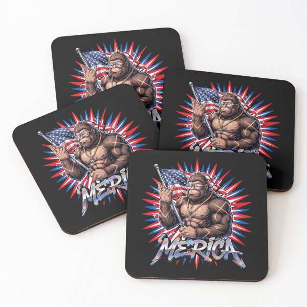 Item preview, 'Merica Bigfoot Muscular Rock On Design v6 designed and sold by DarylWelsh2024.