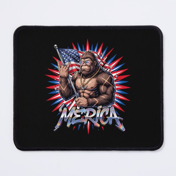 Item preview, 'Merica Bigfoot Muscular Rock On Design v6 designed and sold by DarylWelsh2024.