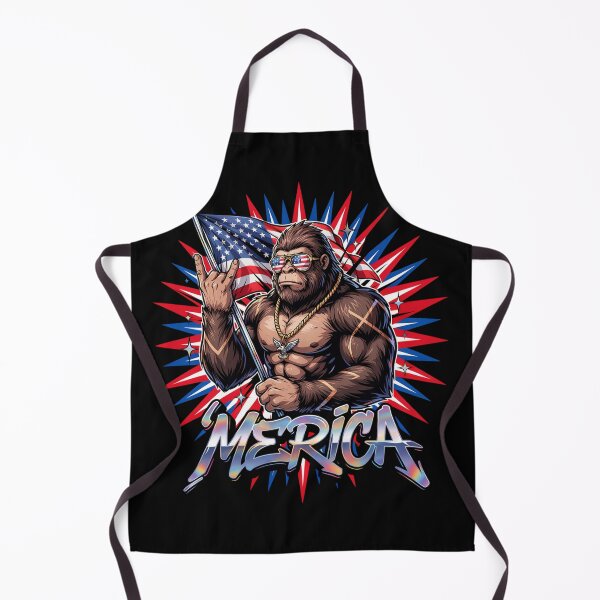 Item preview, 'Merica Bigfoot Muscular Rock On Design v6 designed and sold by DarylWelsh2024.