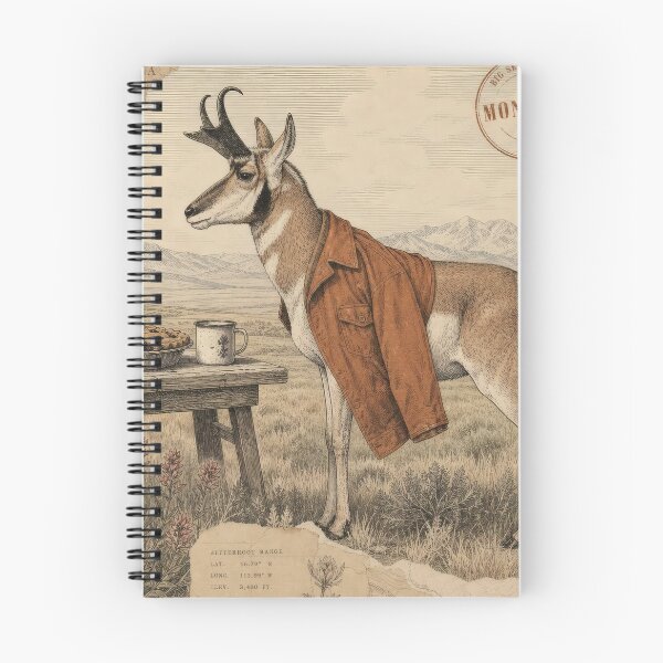 Item preview, Vintage Montana Pronghorn Enjoying A Rustic Prairie Picnic designed and sold by CoffeeinBloom.