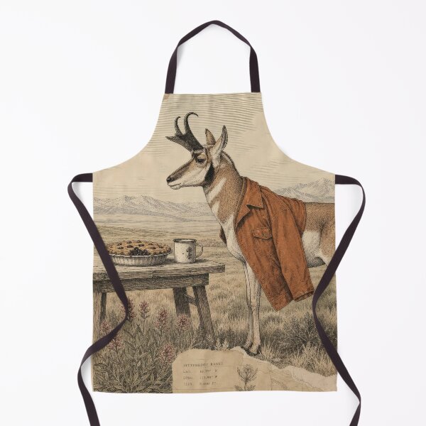 Item preview, Vintage Montana Pronghorn Enjoying A Rustic Prairie Picnic designed and sold by CoffeeinBloom.