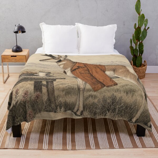 Item preview, Vintage Montana Pronghorn Enjoying A Rustic Prairie Picnic designed and sold by CoffeeinBloom.