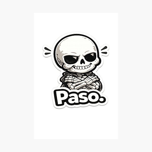 Item preview, Funny Skeleton "Paso." Sticker | Smug Skull Crossed Arms Cartoon Design designed and sold by SkeletonMood.