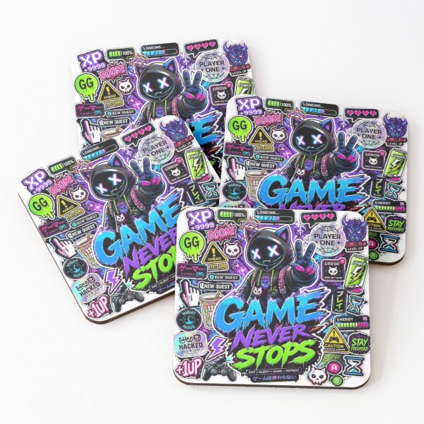 Item preview, GAME NEVER STOPS | Neon Gaming Sticker | Cyber Gamer Aesthetic Graphic for T-Shirts, Stickers & Gamer Gifts designed and sold by Stylestickers55.