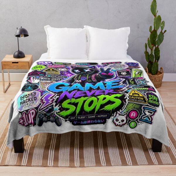 Item preview, GAME NEVER STOPS | Neon Gaming Sticker | Cyber Gamer Aesthetic Graphic for T-Shirts, Stickers & Gamer Gifts designed and sold by Stylestickers55.