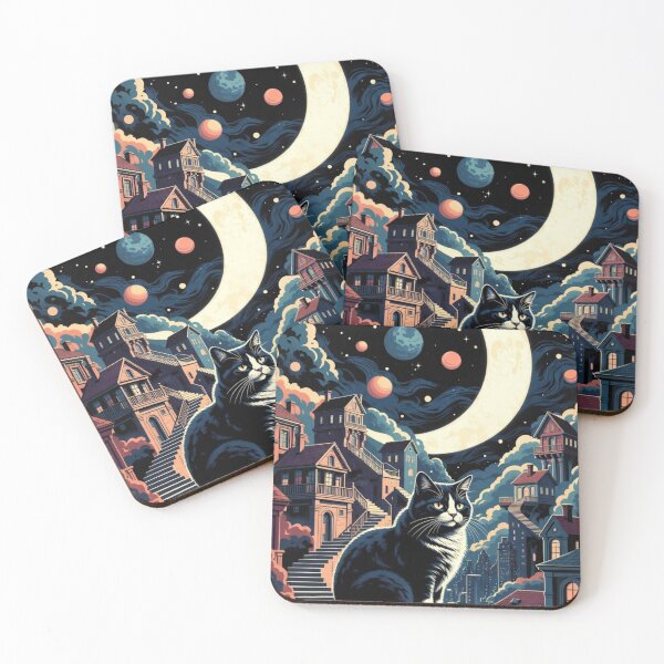 Item preview, Cosmic Cat – Surreal Dream Cityscape Art designed and sold by Dogandesighn.