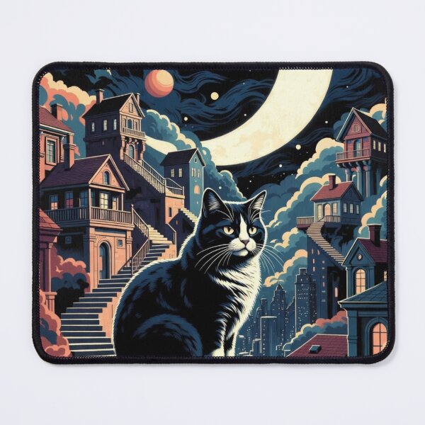 Item preview, Cosmic Cat – Surreal Dream Cityscape Art designed and sold by Dogandesighn.