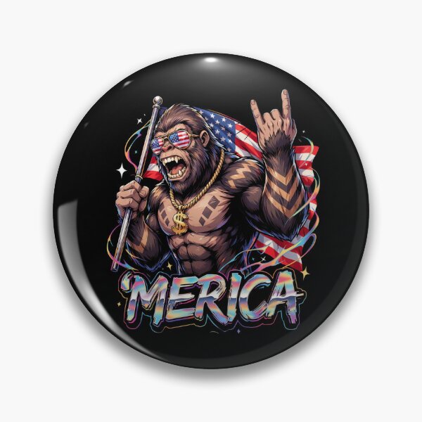 Item preview, 'Merica Bigfoot Muscular Rock On Design v7 designed and sold by DarylWelsh2024.