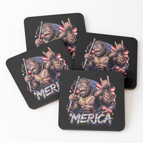Item preview, 'Merica Bigfoot Muscular Rock On Design v7 designed and sold by DarylWelsh2024.