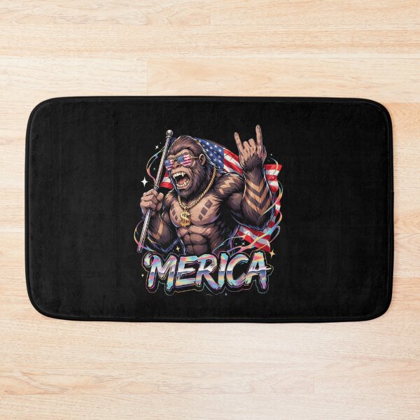 Item preview, 'Merica Bigfoot Muscular Rock On Design v7 designed and sold by DarylWelsh2024.