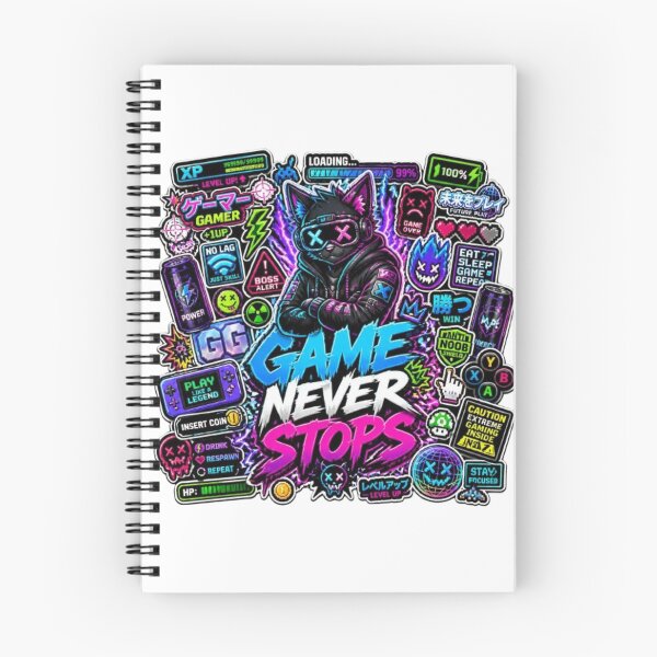 Item preview, Game Never Stops - Retro Arcade Gaming Design | Neon Gamer Sticker | RGB Gaming Room Decor designed and sold by Stylestickers55.