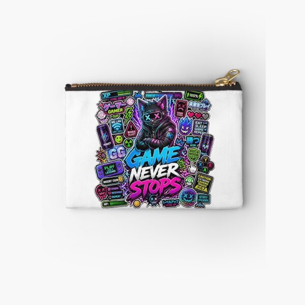 Item preview, Game Never Stops - Retro Arcade Gaming Design | Neon Gamer Sticker | RGB Gaming Room Decor designed and sold by Stylestickers55.
