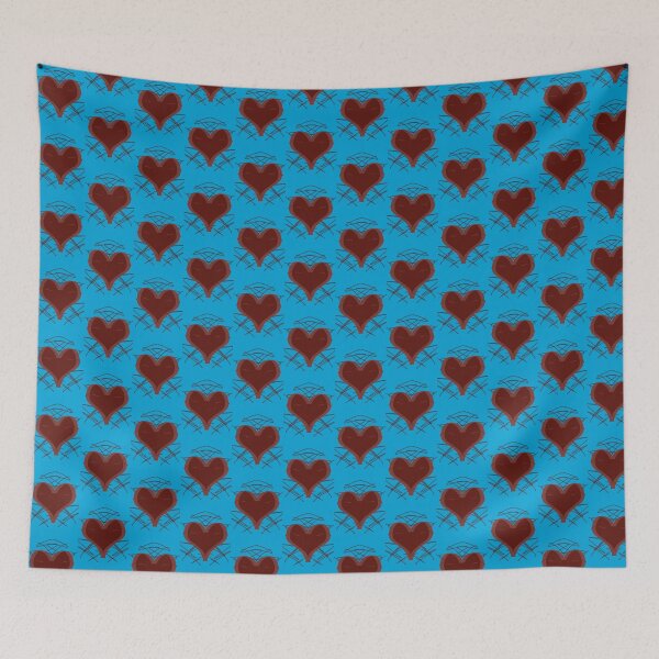 Item preview, Abstract Geometric Heart Art - Burgundy & Turquoise Line Art designed and sold by CaramelCo.