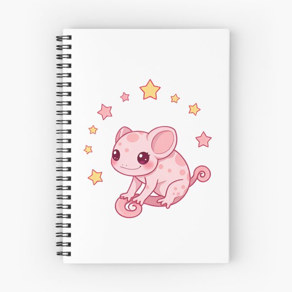 Item preview, Cute kawaii pink chameleon surrounded by stars 02 designed and sold by ChameleonStars.