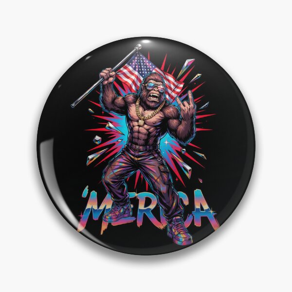 Item preview, 'Merica Bigfoot Muscular Rock On Design v8 designed and sold by DarylWelsh2024.