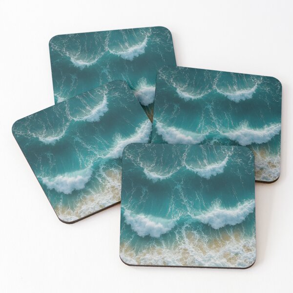 Item preview, Turquoise sea waves from above at the beach designed and sold by Fotografin1981.