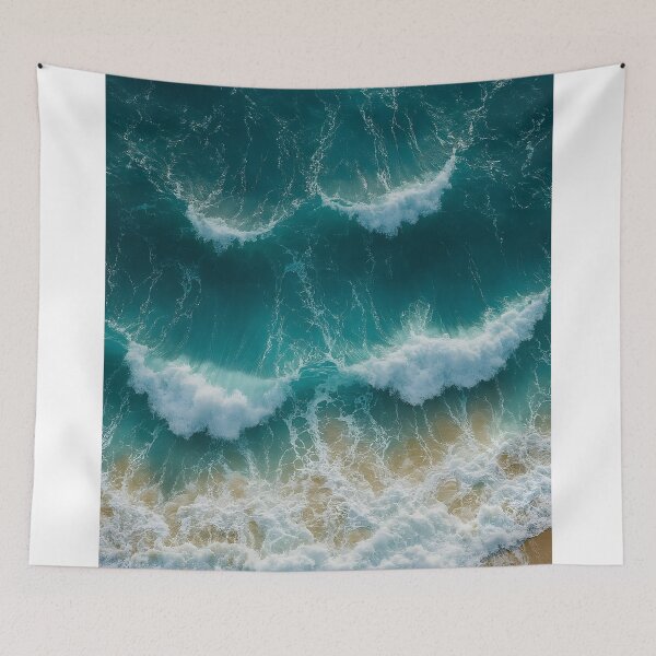 Item preview, Turquoise sea waves from above at the beach designed and sold by Fotografin1981.