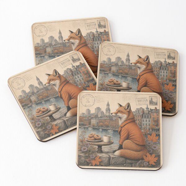 Item preview, Vintage Boston Fox Autumn Coffee designed and sold by CoffeeinBloom.