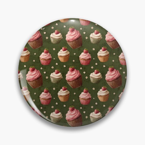 Item preview, Strawberry Cupcake Green Background Pattern  designed and sold by LouieVanille.