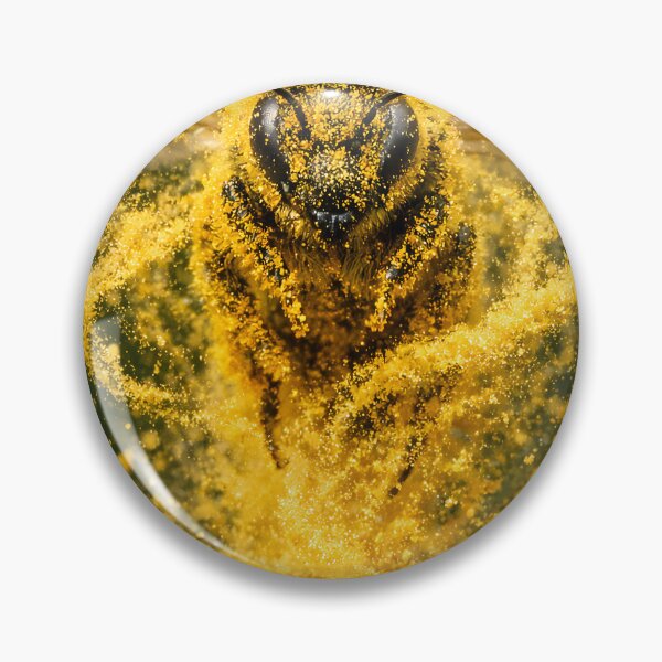 Item preview, Bee in flight with a golden pollen cloud on a dandelion designed and sold by Fotografin1981.