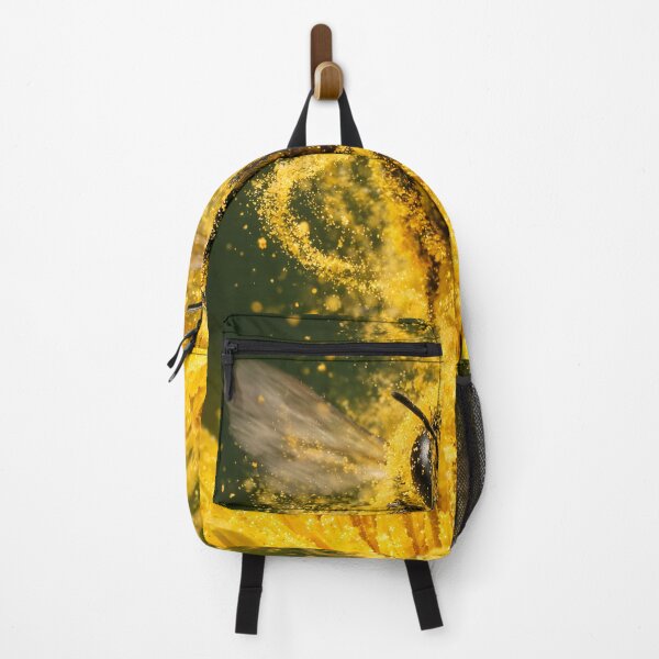 Item preview, Bee in flight with a golden pollen cloud on a dandelion designed and sold by Fotografin1981.