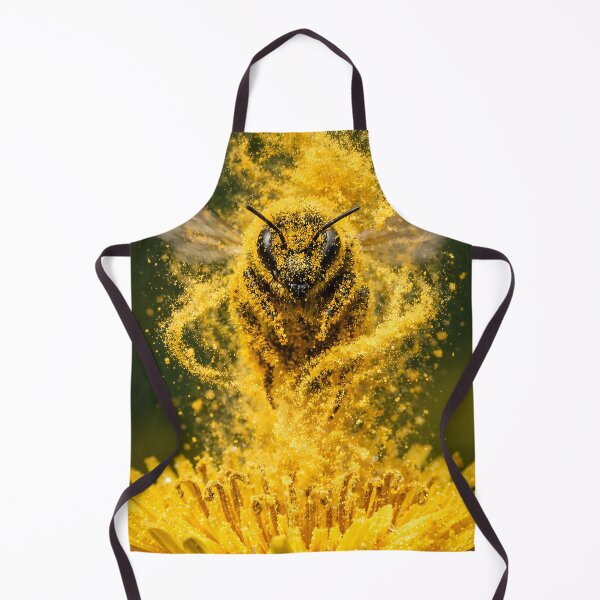 Item preview, Bee in flight with a golden pollen cloud on a dandelion designed and sold by Fotografin1981.