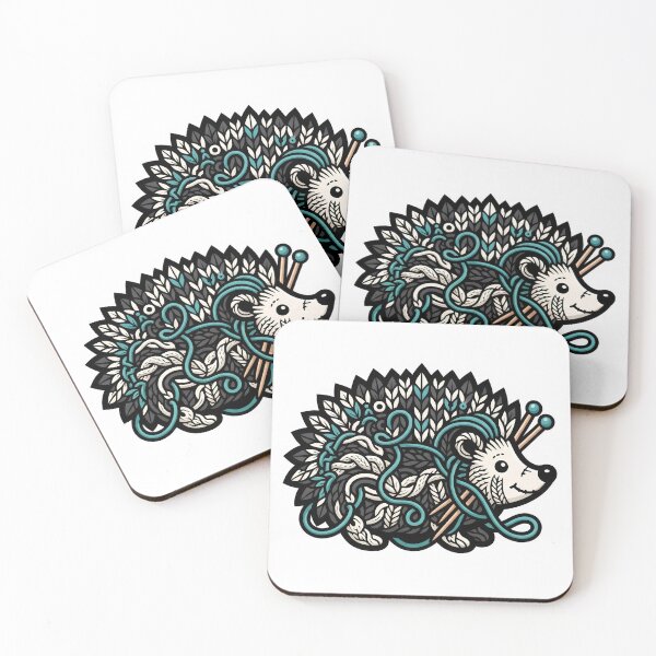 Item preview, Cute Knitting Hedgehog Tangled In Teal Yarn Gift designed and sold by jcm320.