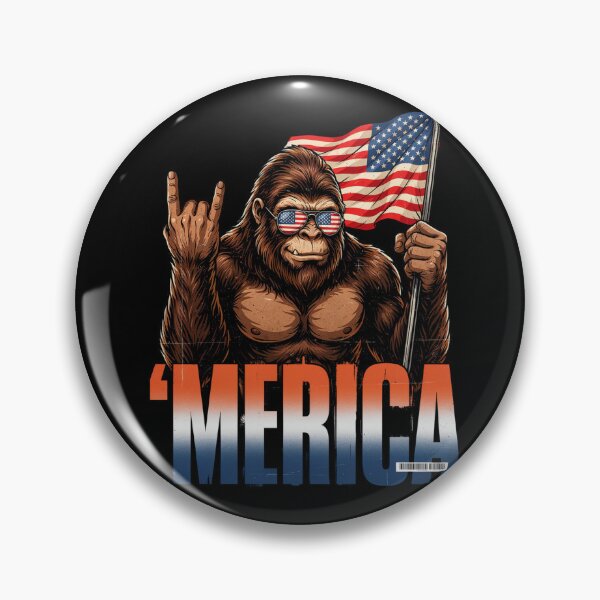 Item preview, 'Merica Bigfoot Muscular Rock On Design v9 designed and sold by DarylWelsh2024.