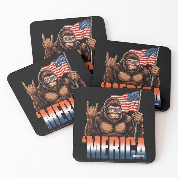 Item preview, 'Merica Bigfoot Muscular Rock On Design v9 designed and sold by DarylWelsh2024.