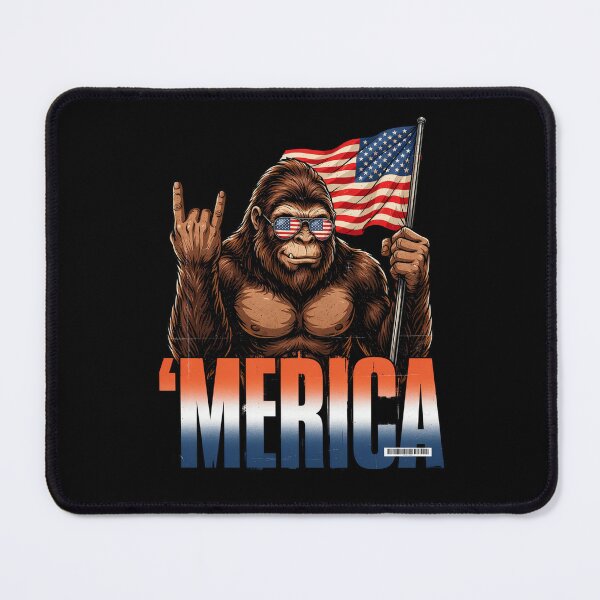 Item preview, 'Merica Bigfoot Muscular Rock On Design v9 designed and sold by DarylWelsh2024.
