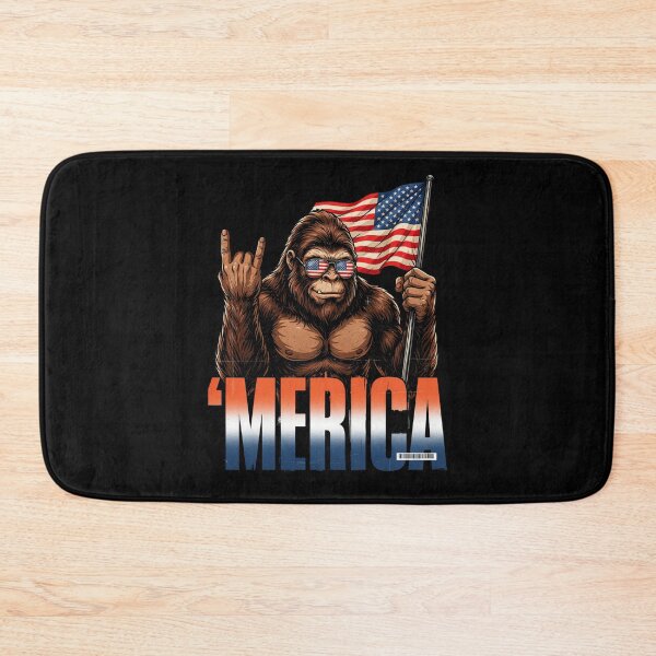 Item preview, 'Merica Bigfoot Muscular Rock On Design v9 designed and sold by DarylWelsh2024.