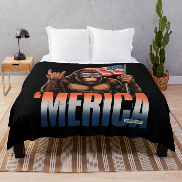 Item preview, 'Merica Bigfoot Muscular Rock On Design v9 designed and sold by DarylWelsh2024.